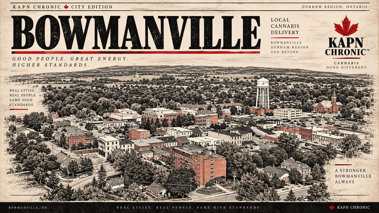 Bowmanville downtown and water tower editorial illustration for Kapn Chronic